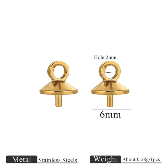 Jewelry Accessories Stainless Steel Vacuum Goldplated Round Bead Cap Pearl Pendant Sheep Eye Cap