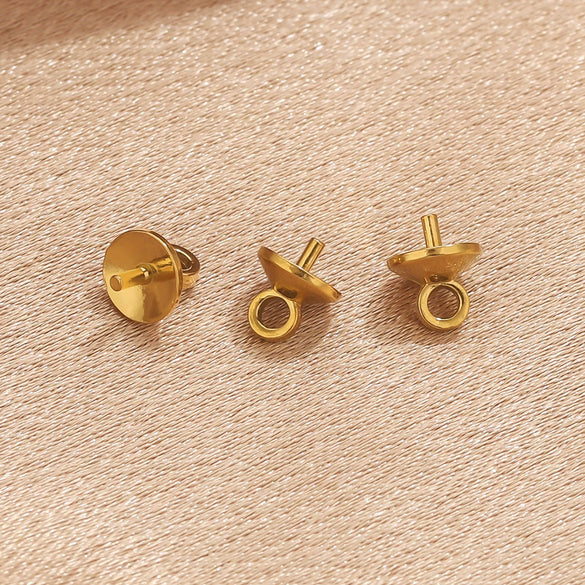 Jewelry Accessories Stainless Steel Vacuum Goldplated Round Bead Cap Pearl Pendant Sheep Eye Cap