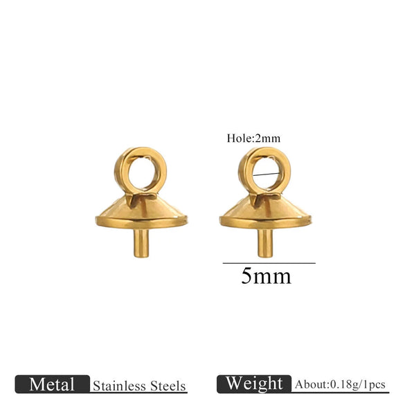 Jewelry Accessories Stainless Steel Vacuum Goldplated Round Bead Cap Pearl Pendant Sheep Eye Cap