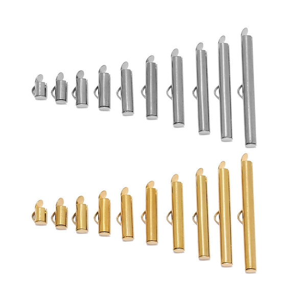 Jewelry Accessories Stainless Steel Vacuum Plated Bead Chain Pipe Buckle Connector Glossy Geometric Literary And Artistic