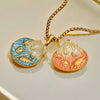 Jewelry Accessories Stainless Steel Vacuum Plated Color Gradient Drop Oil Shell Pendant Handmade