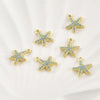 Jewelry Accessories Starfish Pendant Copper Electroplated Inlaid Zircon Turquoise Blue Handmade