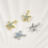 Jewelry Accessories Starfish Pendant Copper Electroplated Inlaid Zircon Turquoise Blue Handmade