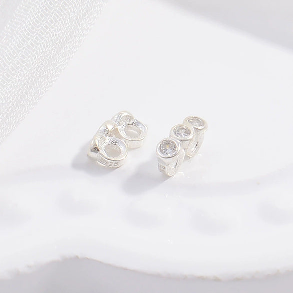 Jewelry Accessories Sterling Silver Doublerow Spacer Microinlay Threerow Pearl Beads Rectangular Zirconia Diy Handmade