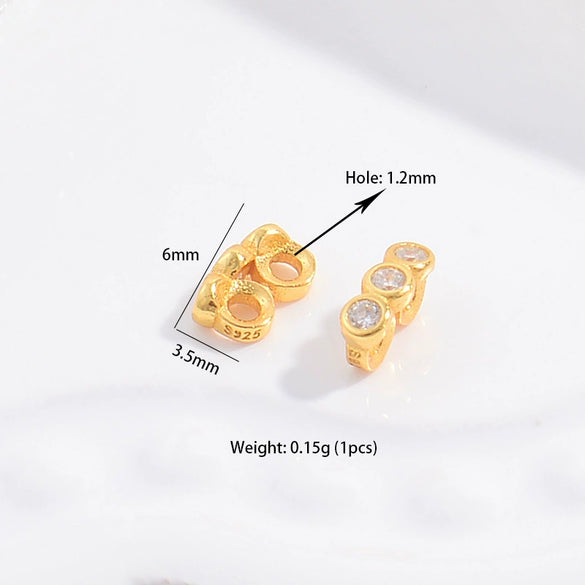 Jewelry Accessories Sterling Silver Doublerow Spacer Microinlay Threerow Pearl Beads Rectangular Zirconia Diy Handmade