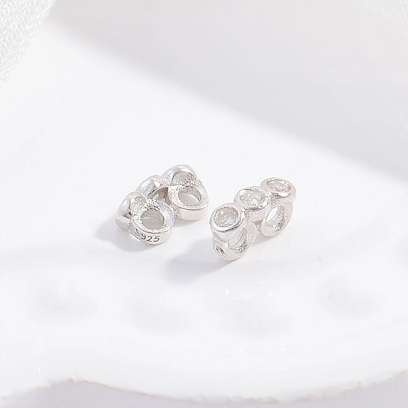 Jewelry Accessories Sterling Silver Doublerow Spacer Microinlay Threerow Pearl Beads Rectangular Zirconia Diy Handmade