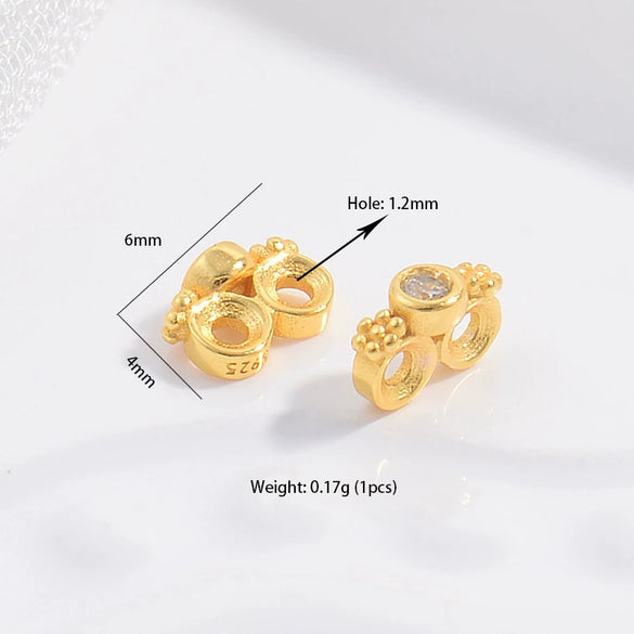 Jewelry Accessories Sterling Silver Doublerow Spacer Microinlay Threerow Pearl Beads Rectangular Zirconia Diy Handmade