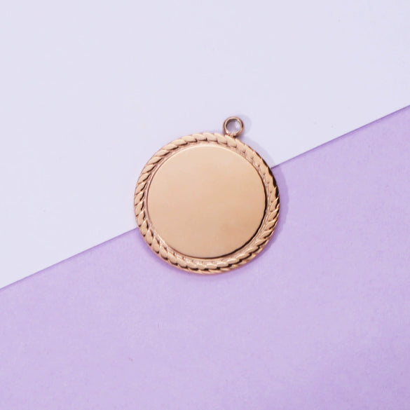 Jewelry Accessories Titanium Steel Geometric Round Glossy Laser Pendant Electroplated