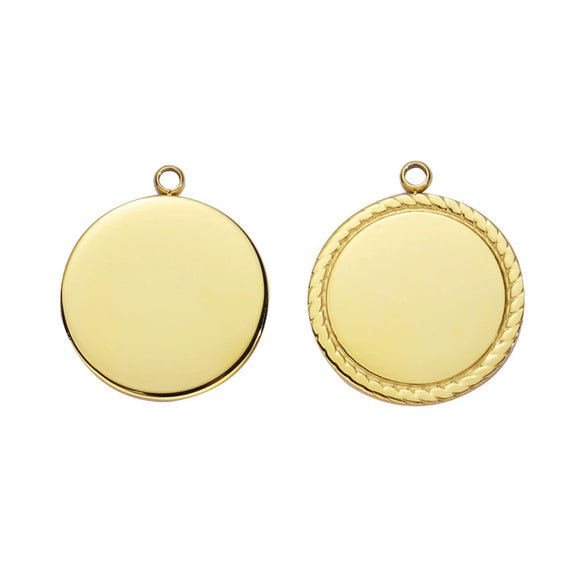 Jewelry Accessories Titanium Steel Geometric Round Glossy Laser Pendant Electroplated