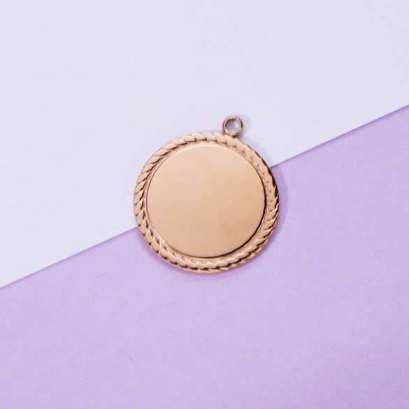 Jewelry Accessories Titanium Steel Geometric Round Glossy Laser Pendant Electroplated