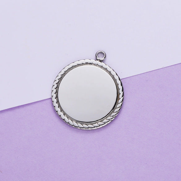 Jewelry Accessories Titanium Steel Geometric Round Glossy Laser Pendant Electroplated