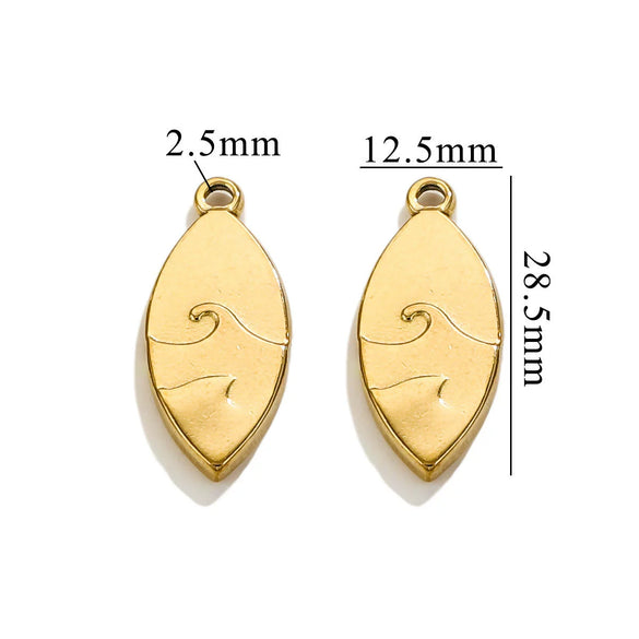 Jewelry Accessories Titanium Steel Pleated Fan Shaped Geometric Pendant With Eight Eyes Pattern And Electroplating Treatment