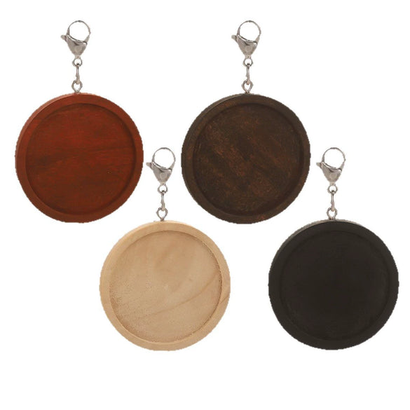 Jewelry Accessories Wood Key Ring With Round Shape And Electroplating Processing