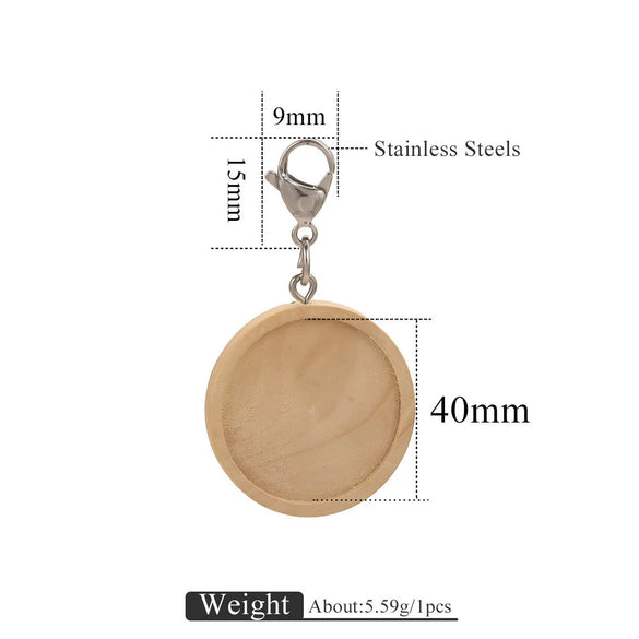 Jewelry Accessories Wood Key Ring With Round Shape And Electroplating Processing