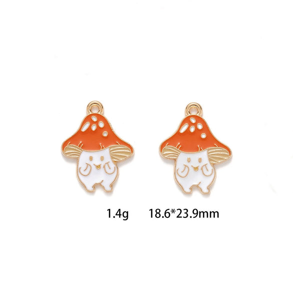Jewelry Accessories Zinc Alloy Dripping Oil Small Mushroom Pendant With Totem Pattern