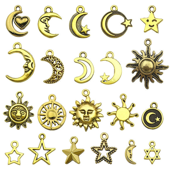 Jewelry Accessories Zinc Alloy Pendant Retro Antique Style Electroplated With Sun Moon Star Pattern