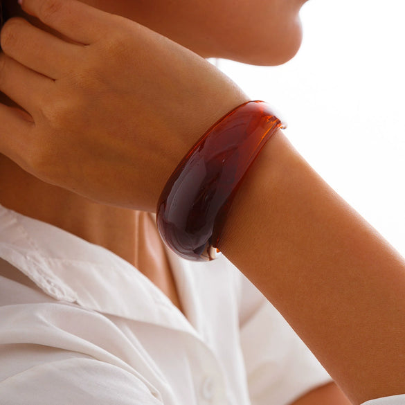 Jewelry Acrylic Acetate Resin Curved Irregular Texture Electroplated Bracelet