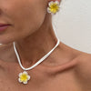 Jewelry Acrylic Dopamine Plum Pendant Necklace With Electroplating Flower Design Clavicle Chain For Women