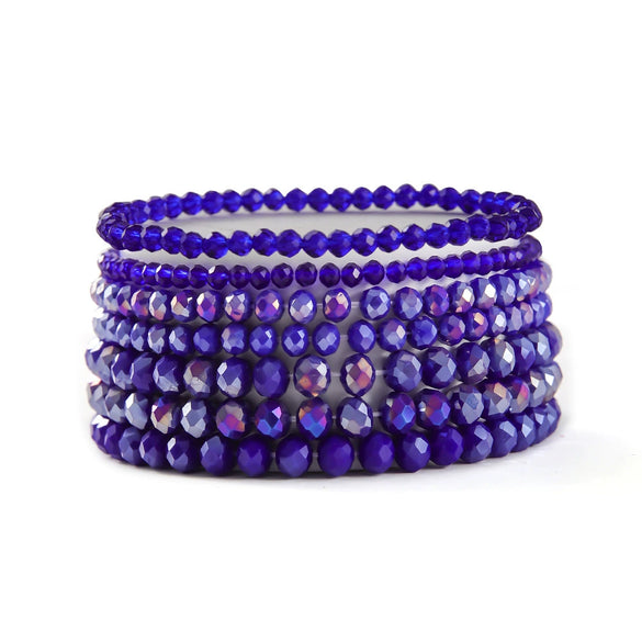 Jewelry Acrylic Geometric Beaded Crystal Elastic Bracelet Set For Women