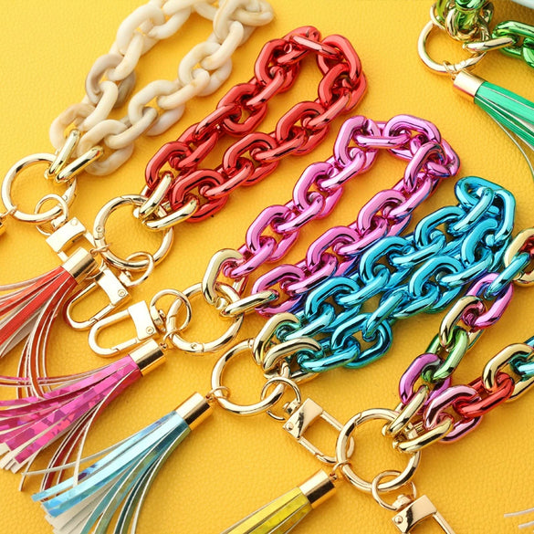 Jewelry Acrylic Geometric Handmade Ladies Keychain Bracelet