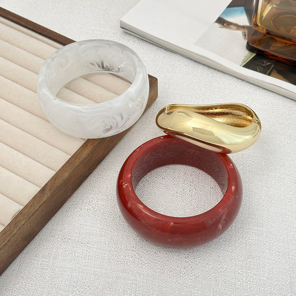 Jewelry Acrylic Handmade Asymmetrical Water Ripple Spring Bracelet Highend Feel