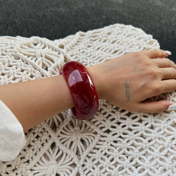 Jewelry Acrylic Handmade Asymmetrical Water Ripple Spring Bracelet Highend Feel