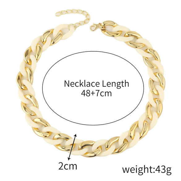 Jewelry Acrylic Hiphop Style Geometric Flat Necklace For Women