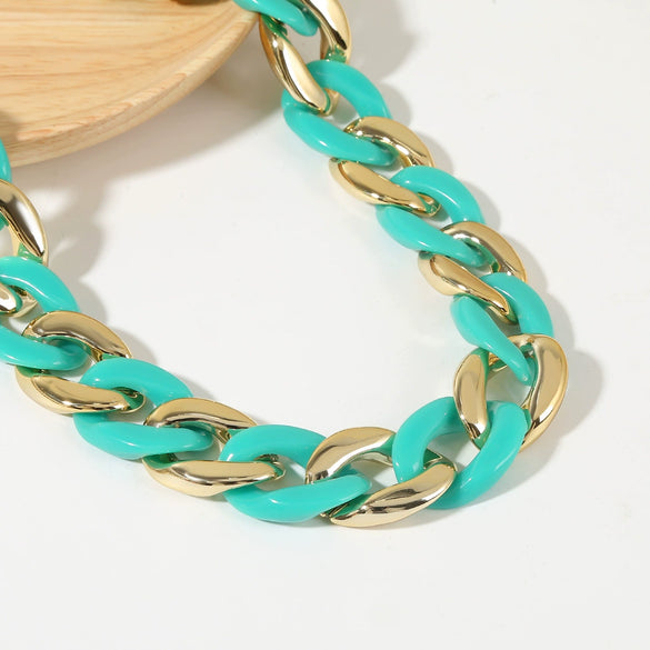 Jewelry Acrylic Hiphop Style Geometric Flat Necklace For Women