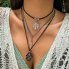 Jewelry Alloy Acrylic Wax Thread Handmade Star Pattern Women's Vintage Beaded Necklace