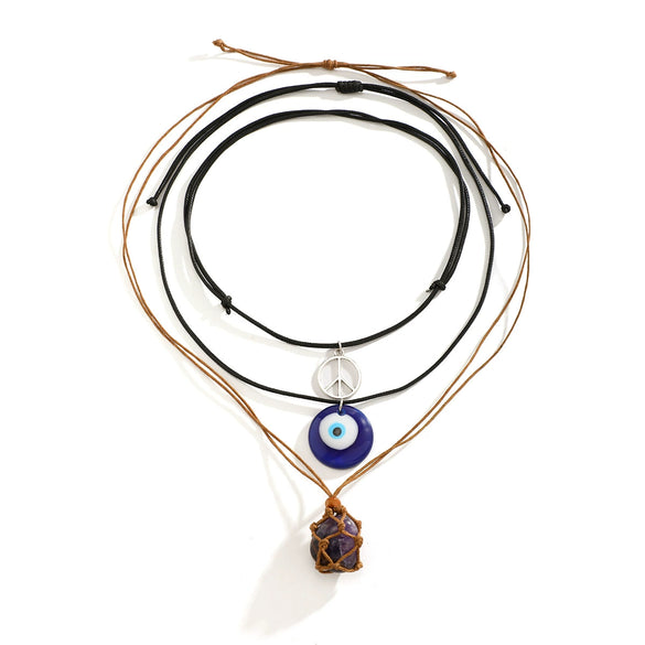 Jewelry Alloy Acrylic Wax Thread Handmade Star Pattern Women's Vintage Beaded Necklace