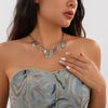 Jewelry Alloy And Iron Chain With Turquoise Cow Head Pendant Geometric Pattern Electroplated Clavicle Chain For Women