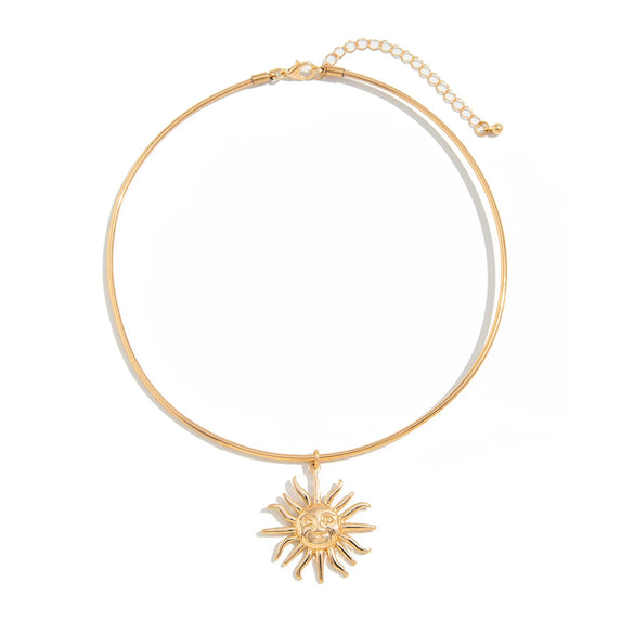 Jewelry Alloy And Titanium Steel Geometric Sun Pendant Clavicle Chain For Women Highend Retro Simple