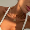 Jewelry Alloy And Titanium Steel Geometric Sun Pendant Clavicle Chain For Women Highend Retro Simple