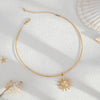 Jewelry Alloy And Titanium Steel Geometric Sun Pendant Clavicle Chain For Women Highend Retro Simple