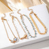 Jewelry Alloy Anklet With Rhinestone Butterfly Tassel And Geometric Pattern