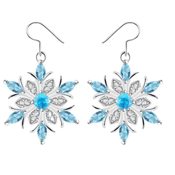 Jewelry Alloy Aqua Blue Snowflake Geometric Light Luxury Style
