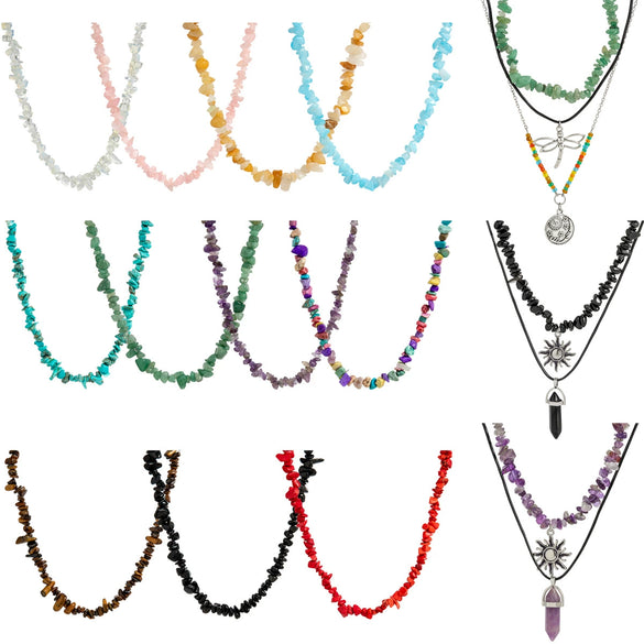 Jewelry Alloy Artificial Crystal Dragonfly Zodiac Geometric Irregular Gravel Multi Layer Necklace For Women Electroplated