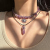 Jewelry Alloy Artificial Crystal Dragonfly Zodiac Geometric Irregular Gravel Multi Layer Necklace For Women Electroplated