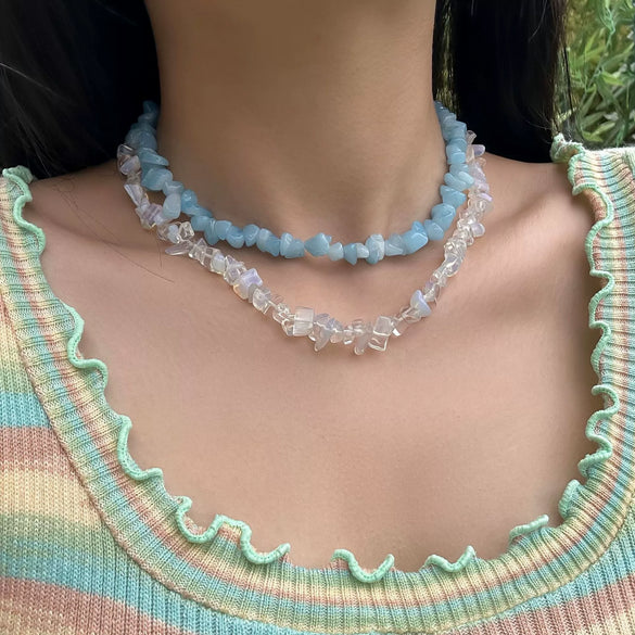 Jewelry Alloy Artificial Crystal Dragonfly Zodiac Geometric Irregular Gravel Multi Layer Necklace For Women Electroplated