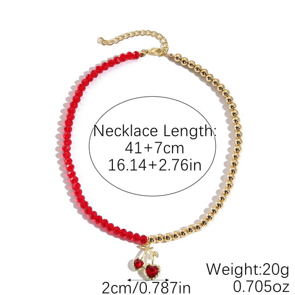 Jewelry Alloy Artificial Crystal Geometric Heart Handmade Pendant Clavicle Chain For Women