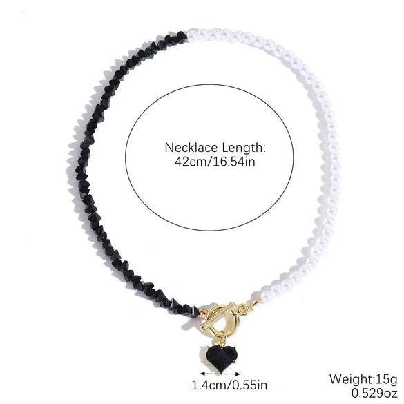 Jewelry Alloy Artificial Crystal Geometric Heart Handmade Pendant Clavicle Chain For Women