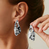 Jewelry Alloy Asymmetrical Geometric Oval Bow Pleated Cut Out Electroplated Earrings For Women