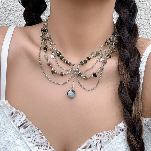 Jewelry Alloy Ball Chain Butterfly Zodiac Geometric Dripping Oil Women's Necklace