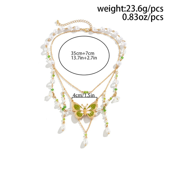 Jewelry Alloy Ball Chain Butterfly Zodiac Geometric Dripping Oil Women's Necklace