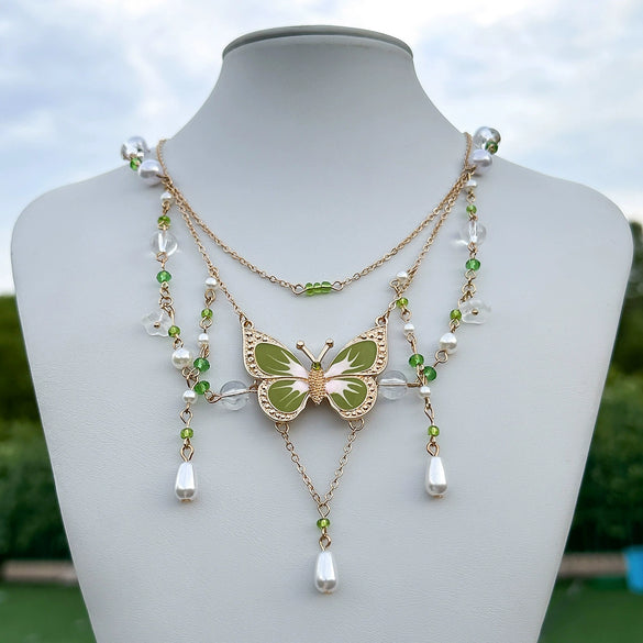 Jewelry Alloy Ball Chain Butterfly Zodiac Geometric Dripping Oil Women's Necklace
