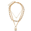 Jewelry Alloy Ball Chain Geometric Lock Love Handmade Necklace Unisex Retro Multilayer Simple Exaggerated