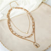 Jewelry Alloy Ball Chain Geometric Lock Love Handmade Necklace Unisex Retro Multilayer Simple Exaggerated