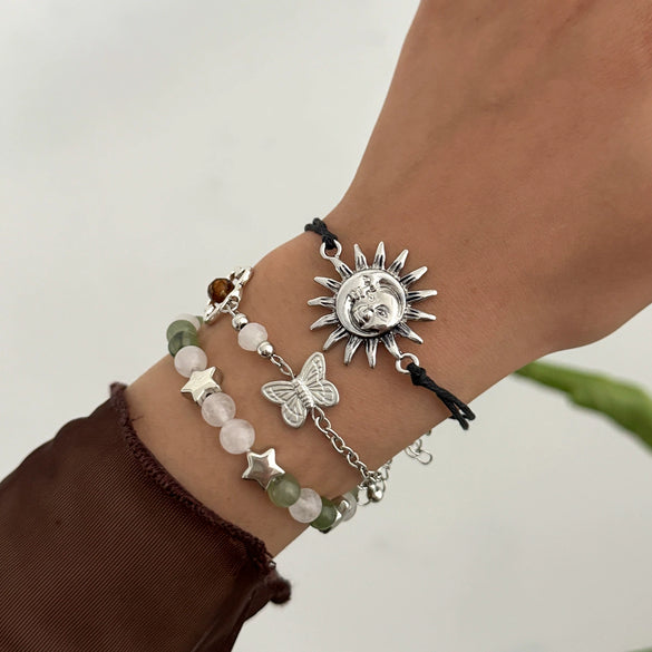 Jewelry Alloy Beaded Bracelet With Mushroom Butterfly Pendant Animal Zodiac Star Geometric Electroplating For Women