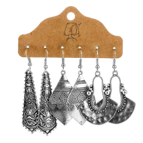 Jewelry Alloy Bohemian Style Geometric Electroplating Tassel With Pendant Earrings Set