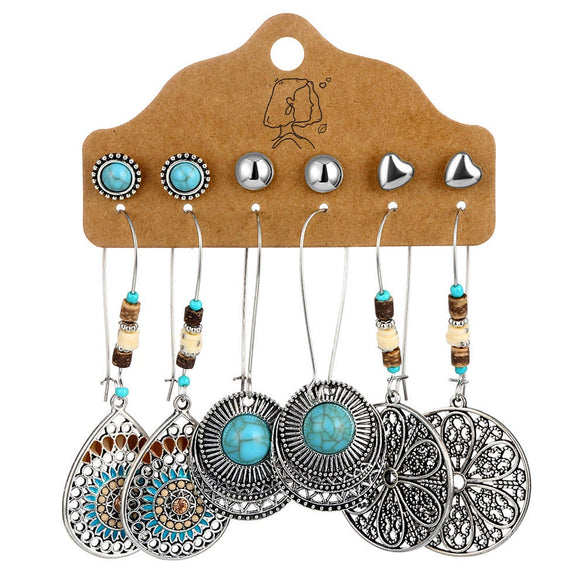 Jewelry Alloy Bohemian Style Geometric Electroplating Tassel With Pendant Earrings Set